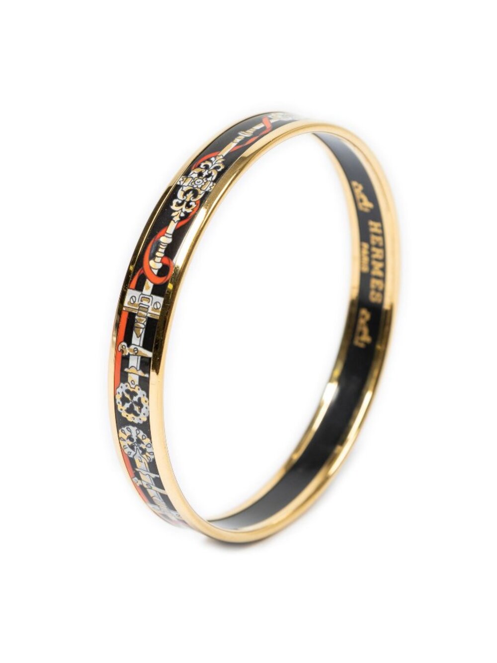 Hermes Enamel Bangle Black Bracelet